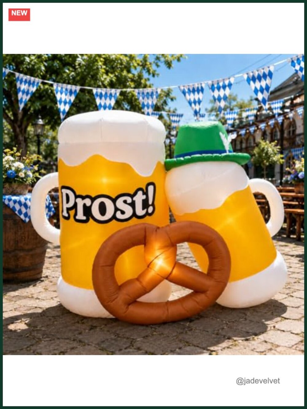 5.4 FT Inflatable Oktoberfest Beer Mugs w/ Pretzel Outdoor Yard Decor
